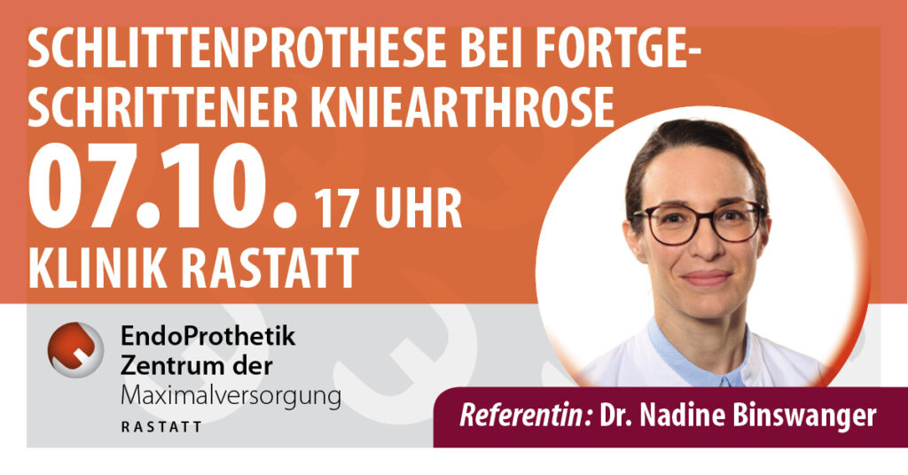 Das Bild zeigt ein Foto der Referentin Dr. Binswanger sowie die Daten des Vortrags.